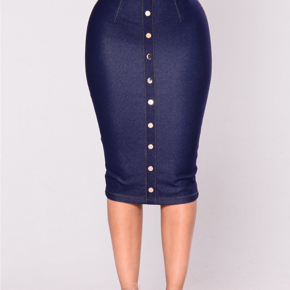 Fashion Nova Navy Denim Skirt Set - Picture 2 of 3